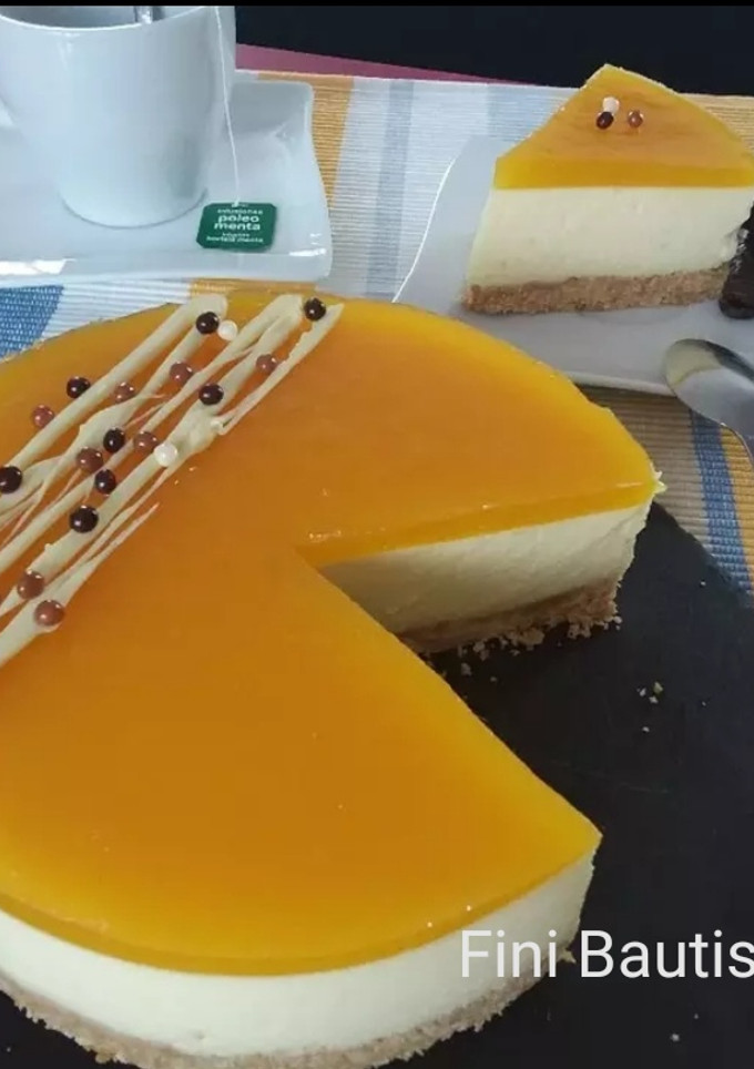 Una foto de Tarta de mango sin horno