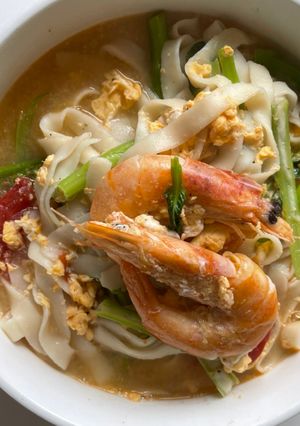鮮蝦什錦湯麵 的食譜成品照片