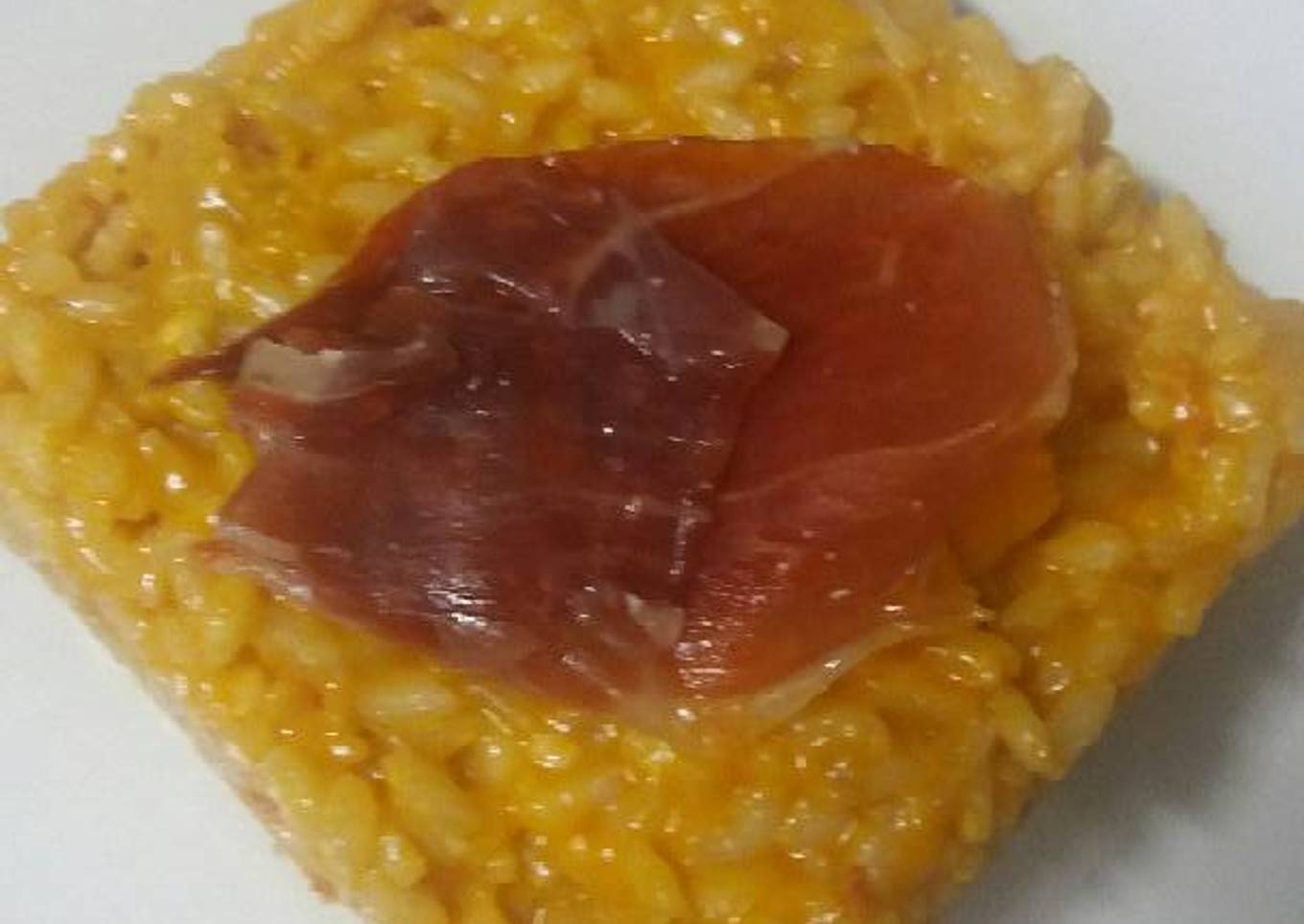 Rissotto de chorizo, jamón y calabaza