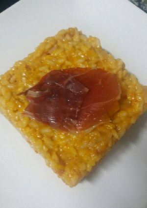 Una foto de Rissotto de chorizo, jamón y calabaza