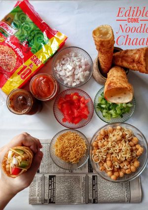 A picture of Edible Cone Noodle Chaat.