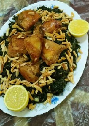 صورة لوصفة ملوخيه ناشفه بالخبز