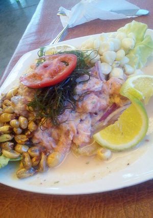 Una foto de Ceviche de trucha