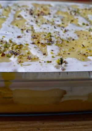 A picture of Mango custard trifle.