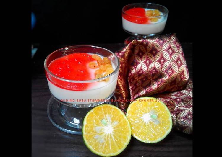 Resep masakan Puding Susu Strawbery | Cara Membuat Puding Susu Strawbery Yang Enak Dan Lezat