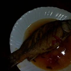 Ugali with fish A picture of Ugali with fish.