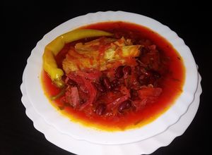 O poză a rețetei Borș roșu moldovenesc.