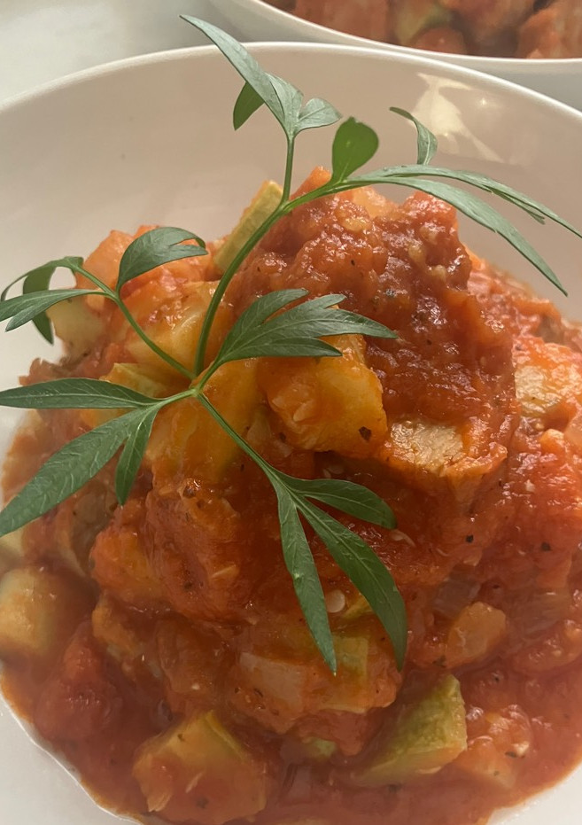 Una foto de Solomillo ibérico “reciclado”, con salsa de verduras