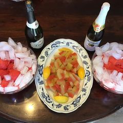 California Farm Watermelon Punch and Pickled Kimchi Rind A picture of California Farm Watermelon Punch and Pickled Kimchi Rind.