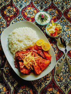 عکسی از دستور مرغ آبپز + پلو 🍗🍚