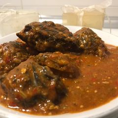 A picture of Okro soup with ogbono.
