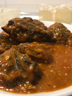 A picture of Okro soup with ogbono.