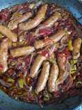 Peperonata con cipolla porro e salsiccia piccante!!