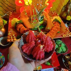 A picture of Rose gulkand modak.