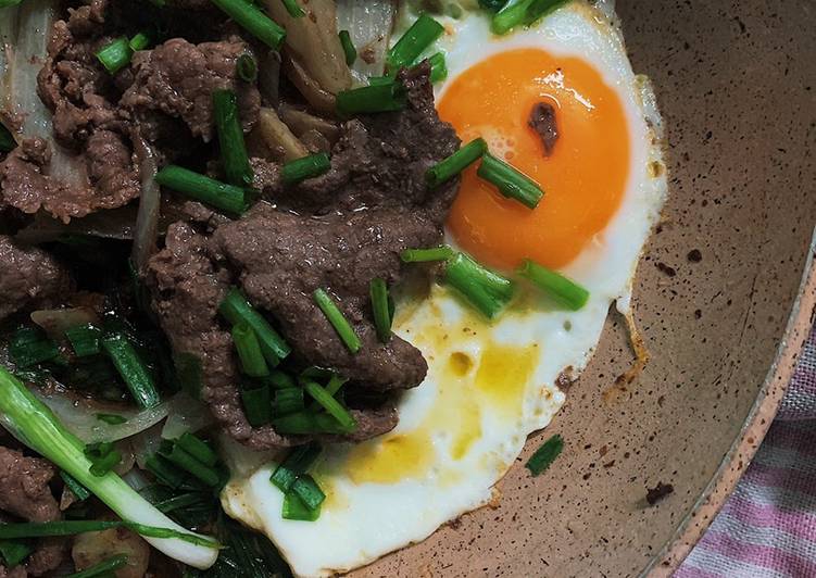 Recipe: Perfect Trứng ốp la thịt bò chiên