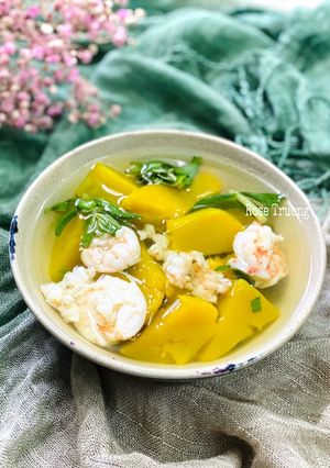 Hình của món Canh Bí Đỏ Nấu Tôm.