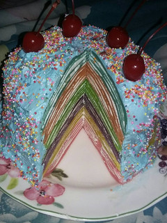 Foto resep Rainbow mille crepes 🍰🌈