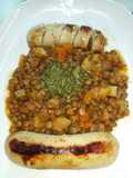 Boudin blanc et lentilles