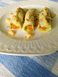 Una foto de Canelones de calabacín