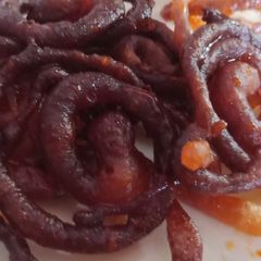 A picture of Chocolate jalebi with corn flour.