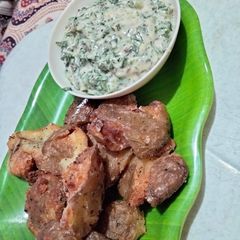 Crunchy leftover potato with mint deep A picture of Crunchy leftover potato with mint deep.