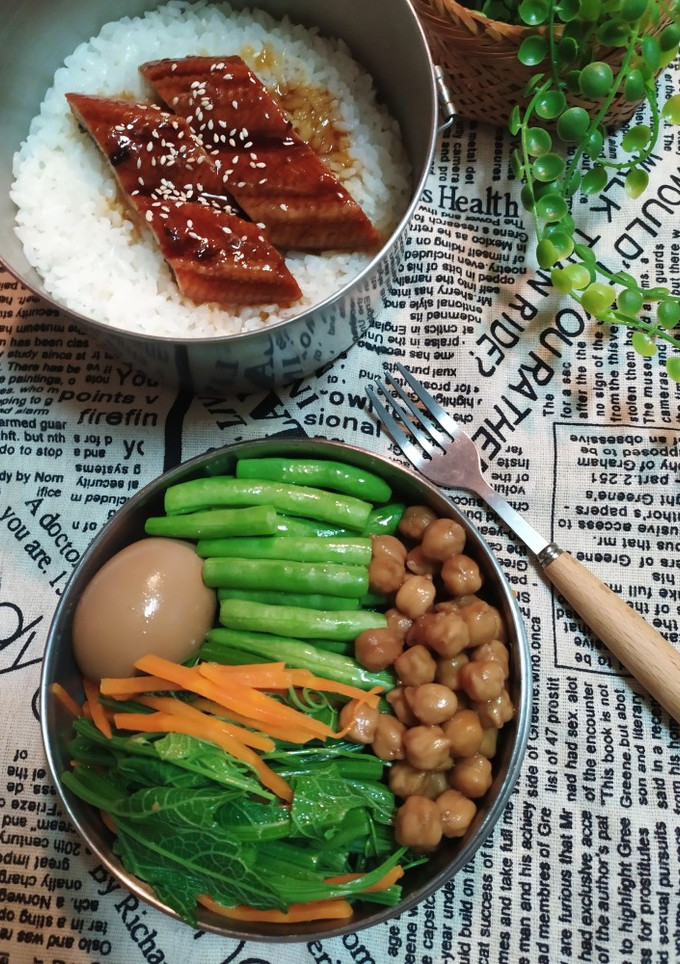 蒲燒鰻時蔬便當 的食譜成品照片