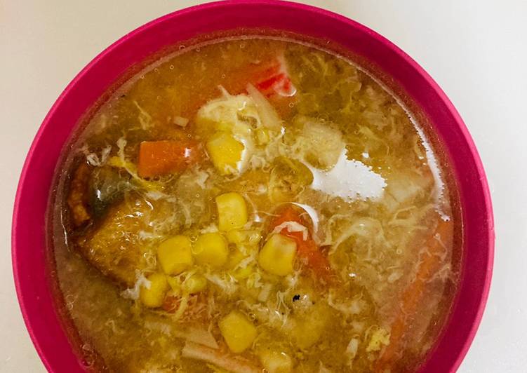 Langkah Langkah Memasak Egg drop soup yang Praktis