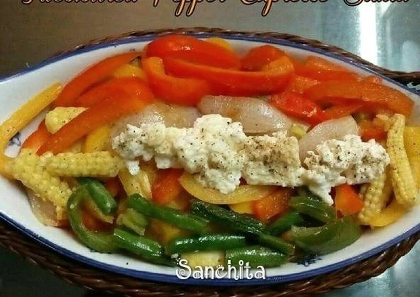 Tri-coloured Bell Pepper Caprese Salad