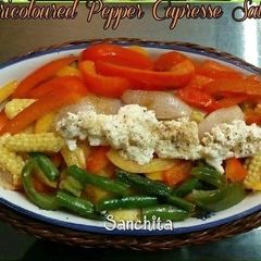 A picture of Tri-coloured Bell Pepper Caprese Salad.