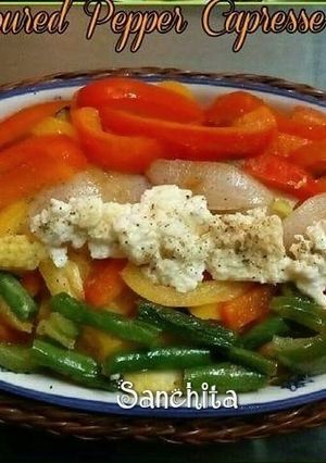 A picture of Tri-coloured Bell Pepper Caprese Salad.