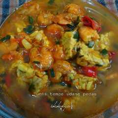 A picture of Tumis tempe udang pedas.