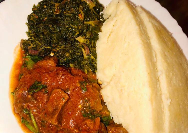 Beef stew, ugali and mixed vegetables #themechallenge
