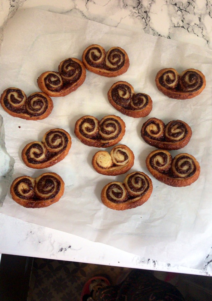 Una foto de Palmeritas con crema de chocolate