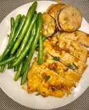 Gà chiên bơ tỏi + cà tím+ đậu que   (tốc hành với air fryer trong 15 phút)