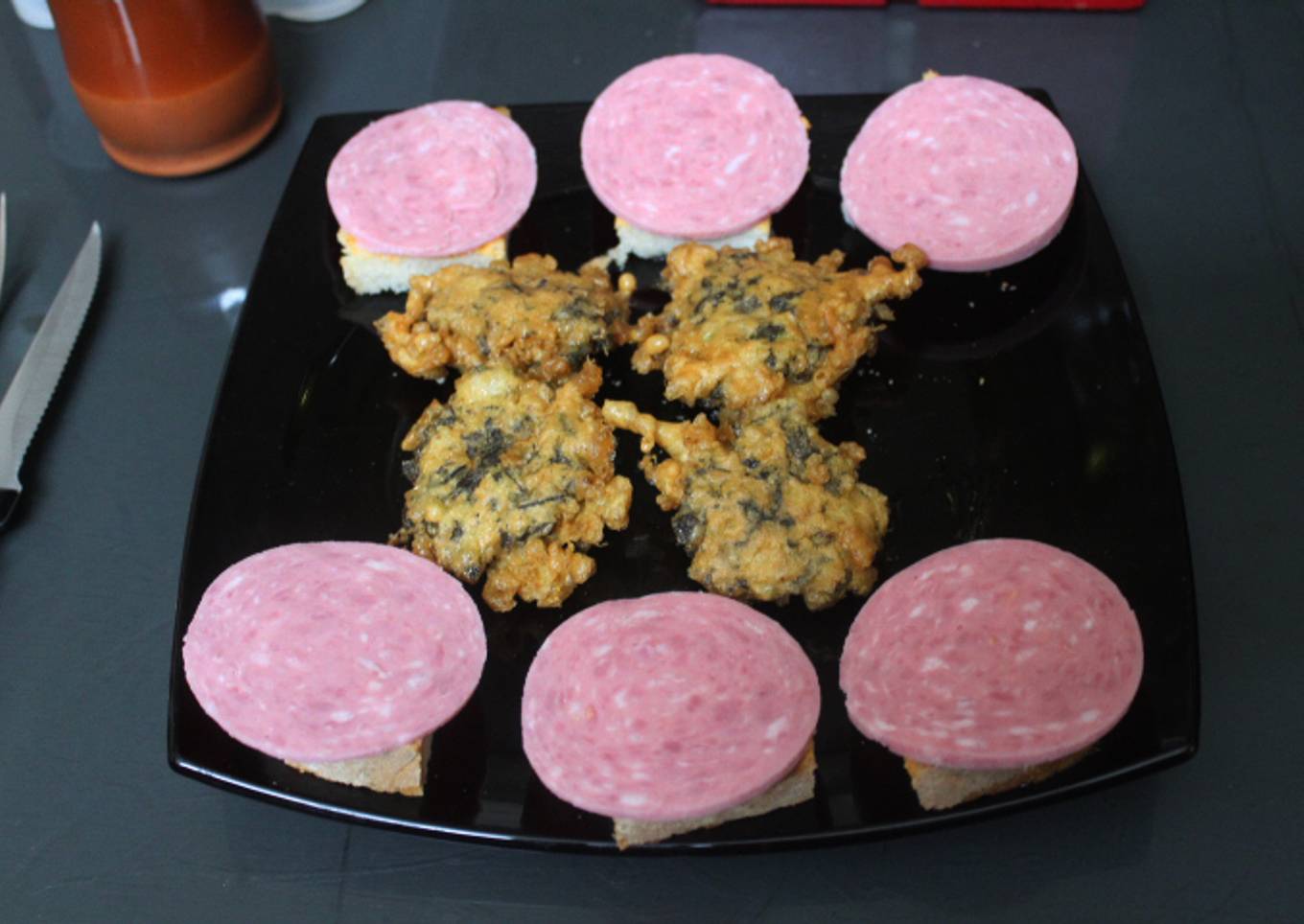 Tortitas de acelga y mortadela