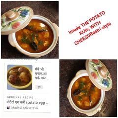 A picture of Potato curry Restaurant style with cheese.
