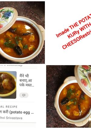 A picture of Potato curry Restaurant style with cheese.