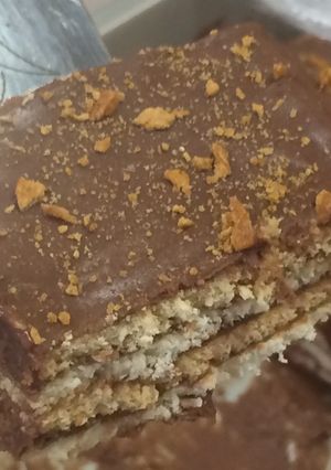 Una foto de Tarta de galleta y chocolate con leche
