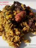 Arroz en paella de Longaniza y Morcilla