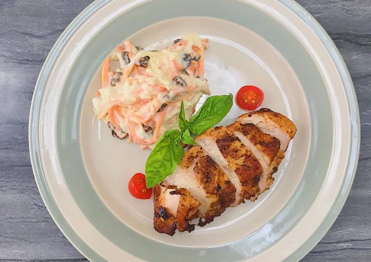 Coleslaw Salad with Pan Seared Chicken