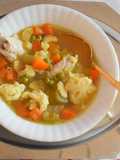 Chicken and vegetable soup with semolina dumplings