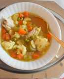 Chicken and vegetable soup with semolina dumplings