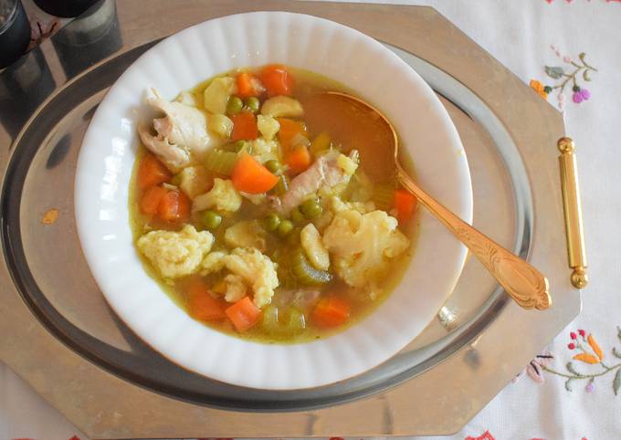 Easiest Way to Prepare Favorite Chicken and vegetable soup with semolina dumplings