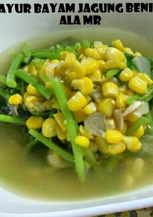 Foto resep Sayur bayam jagung bening ala mr