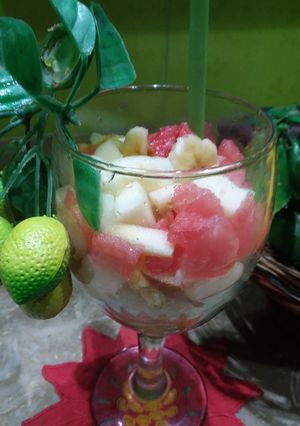 A picture of Mix fruit chaat 🍓🍒🍐🍉#fruit contest.