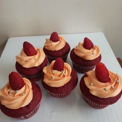 A picture of Red velvet muffins.