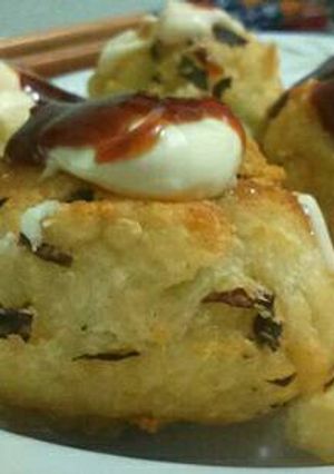 Una foto de Takoyaki sin gluten fácil y rápido sin sartén especial