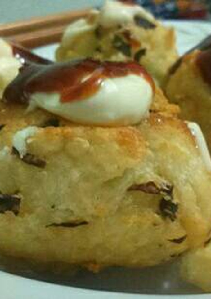 Una foto de Takoyaki sin gluten fácil y rápido sin sartén especial