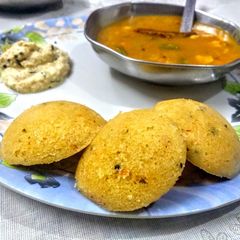 Idli-Sambar with Chutney A picture of Idli-Sambar with Chutney.