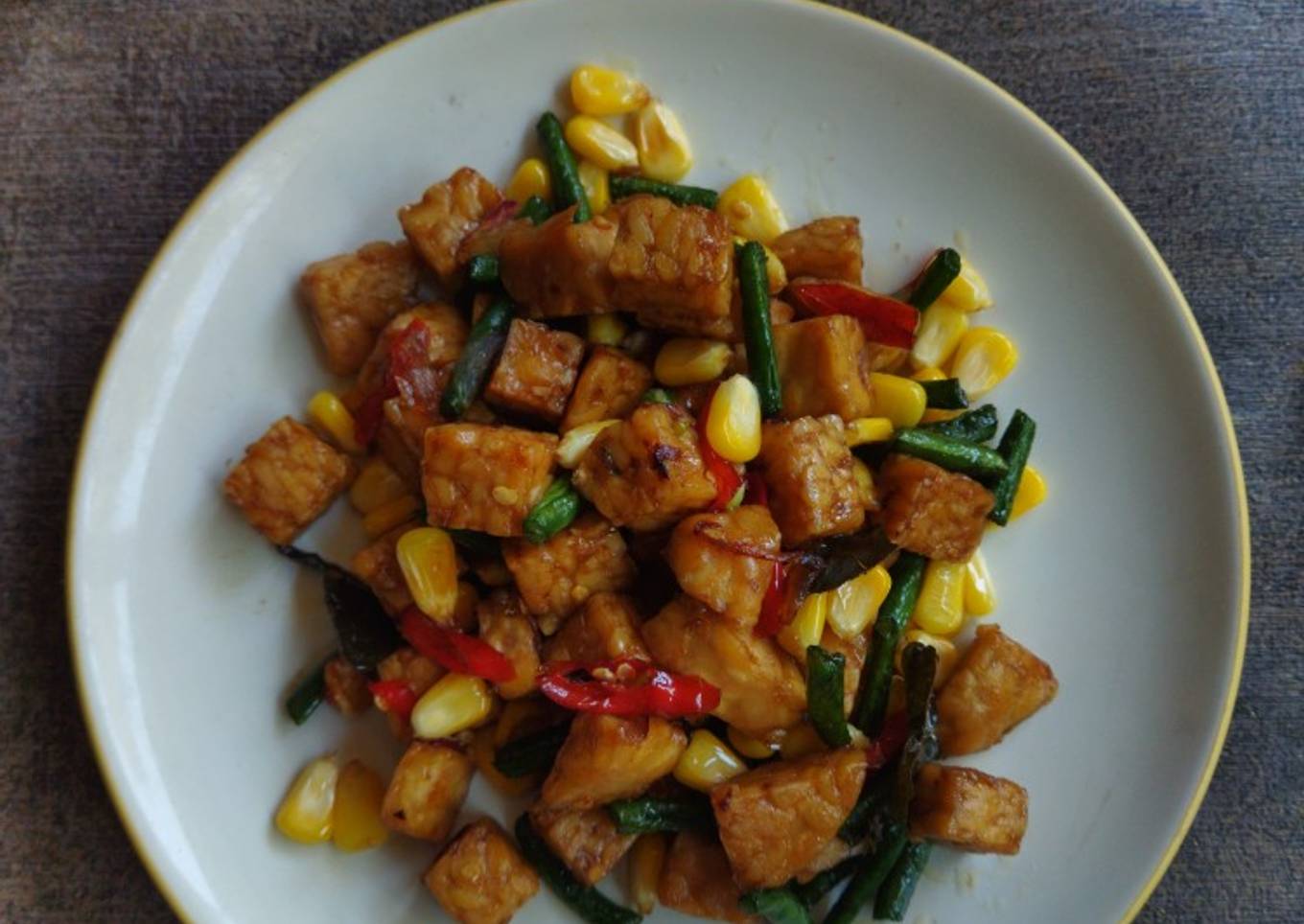 55. Tumis Tempe Kacang Panjang